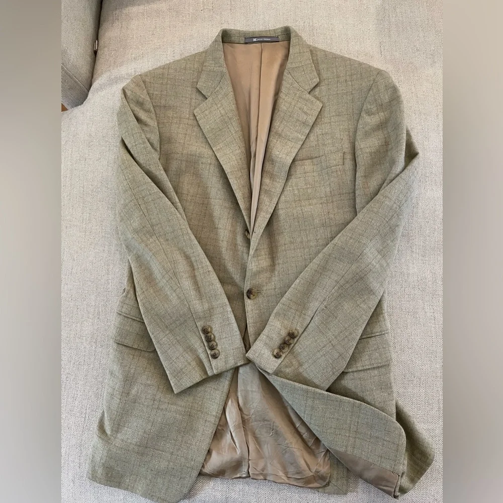 HICKEY FREEMAN Wool-Angora Soft Subtle Check Canterbury Sport‎ Coat Size 42 L
